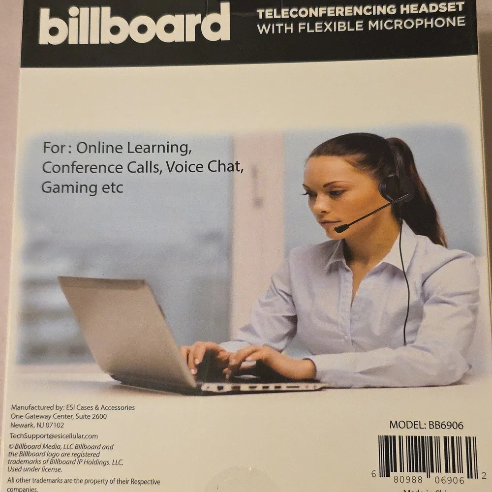Billboard Black Teleconferencing Headset with Microphone